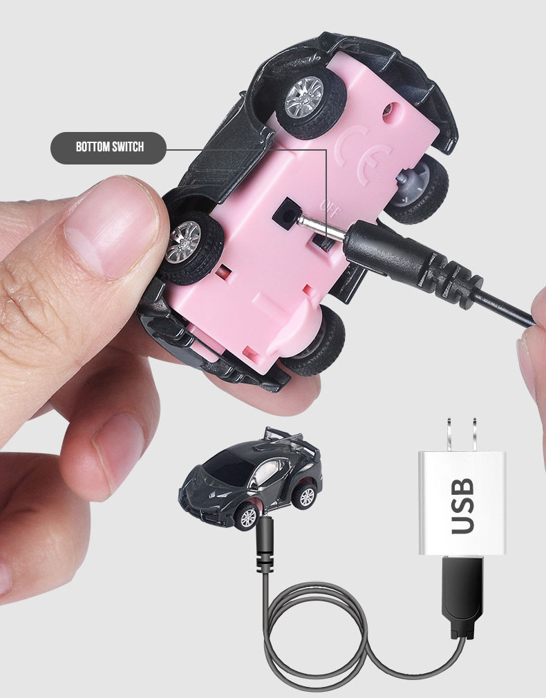 Kids Mini RC Car Watch 2.4 GHz Cartoon RC Racing Car USB Charging 4 Channels for Kids