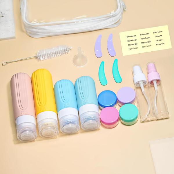 16 Pack 90ml 60ml Silicone Travel Bottle Set TSA Approved Leak Proof