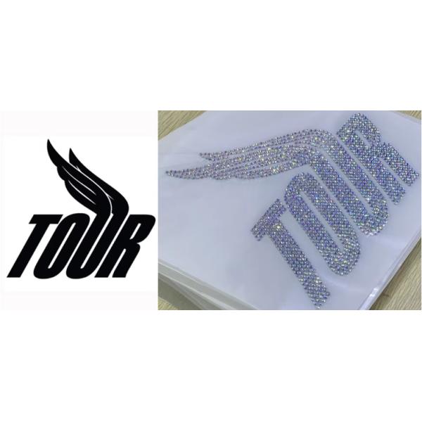 Custom Designed Heat Transfer Printing Label Sticker High Rhinestone Logo Ironing On For T-shirts Hats DIY Crystal