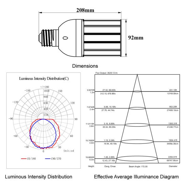 27W Durable Outdoor IP65 Corn LED Lights Street Bulb , Led 110v Light Bulb