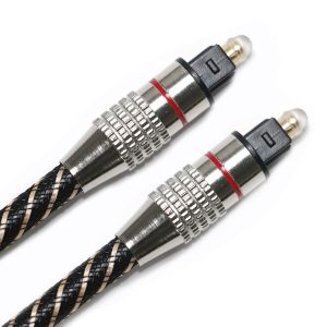 Red&Toslink Digital Audio Cable Nylon Braided Textured Rope OD4.0 Metal Plated