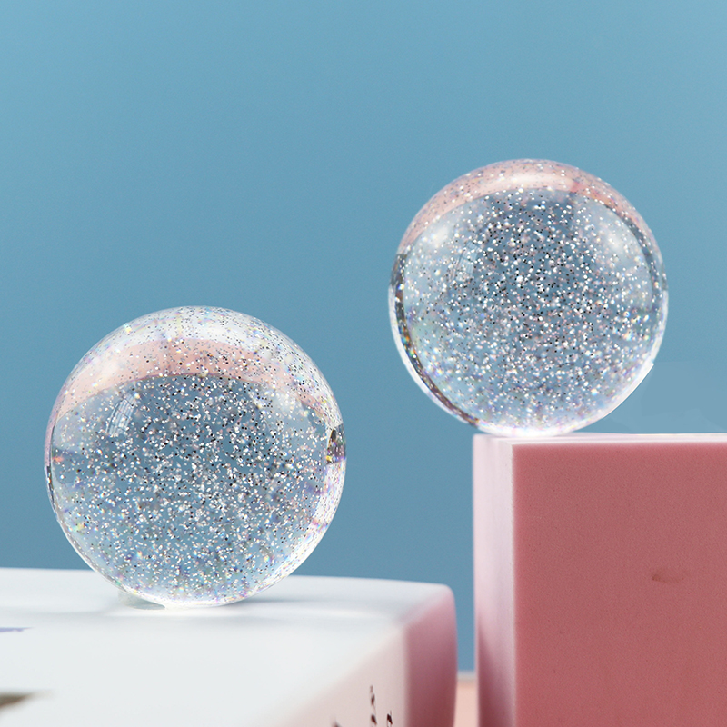 Customized Clear Glitter Ball Shiny Arylic Ball Glitter Powder Resin ball