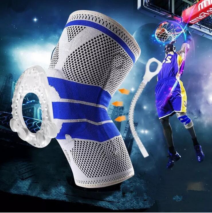 Outdoor Sport Breathable Nylon Silicone Knee Brace Compression Knee Sleeve