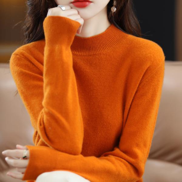 Occasion Daily Wear Sweater Free Shipping Easy Returns Worldwide Half high collar ribbed knitted sweater for women