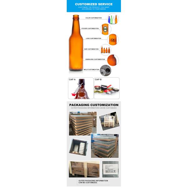 Super Glossy 200ml 250ml 300ml 330ml 500ml Soda Lime Glass Beer Brewing Bottle with Crown Cap