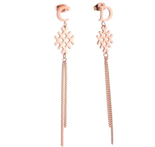 Earring Supplier Popular Fringe Earrings Zirconia Long Gold Metal Tassel