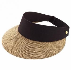 Packable Roll Up Wide Brim Ladies Straw Visor Hats For Outdoor Protecting