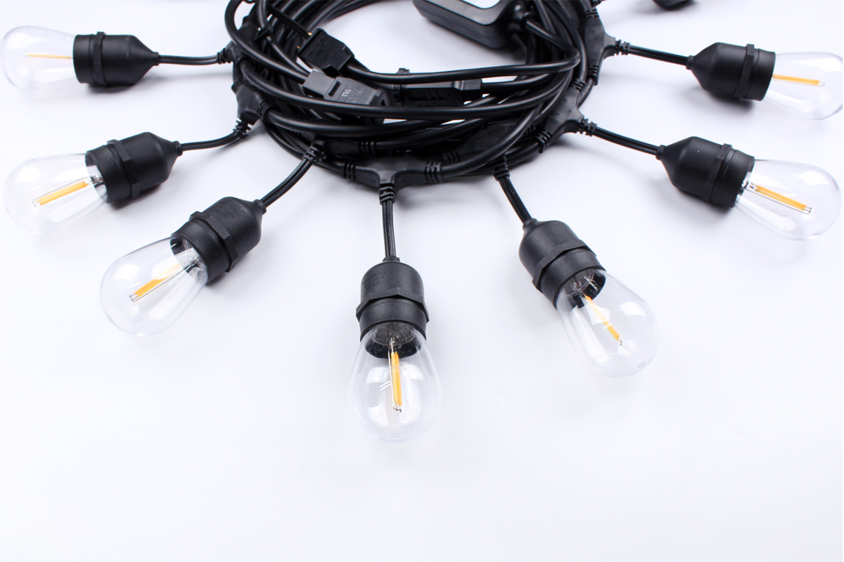 LED Light String Festoon Dimmable Remote Control Light S14 IP65 Waterproof Shatterproof 3500K Warm/Nature White Edison Light