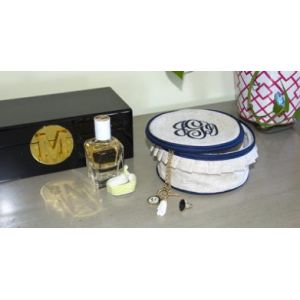 Linen round jewelry case
