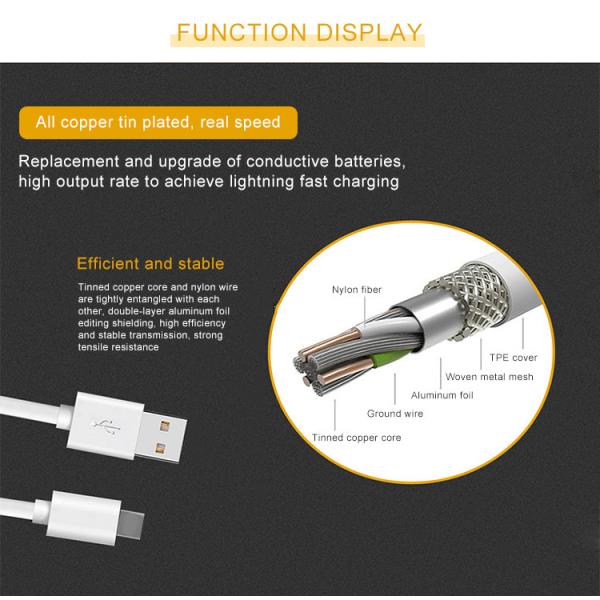 Type C Data USB Charger Cable 100cm 200cm Charging And Data Sync Cable