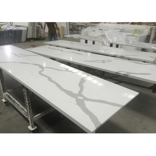 Solid Surface Calacatta Quartz Slab Countertops With White Vein OEM / ODM Avaliable
