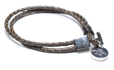 Buy cheap Leather Bracelet, Stainless Steel Clasp, 8 Inches from wholesalers