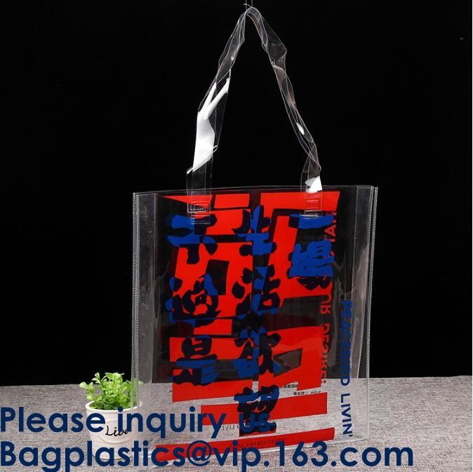 Transparent Pvc Shopping Bag Pvc Tote Bag,OEM Supermarket PVC Fashion Bag Handles Clear Shopping Bags, Bagease, Bagplast
