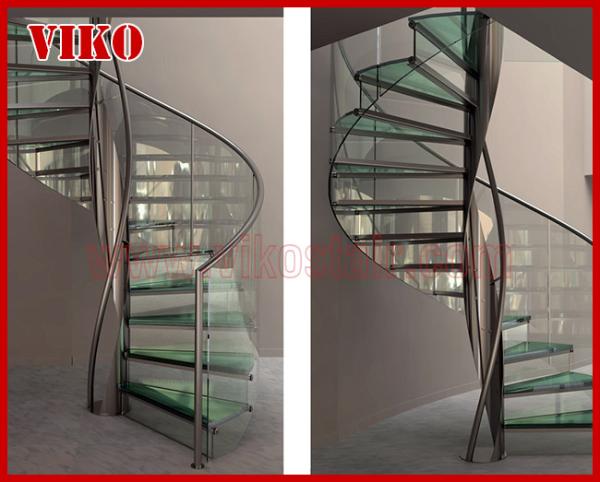 Spiral StaircaseVH41S Tread Tempered glass Aluminum 304 Stainless Ste Baluster