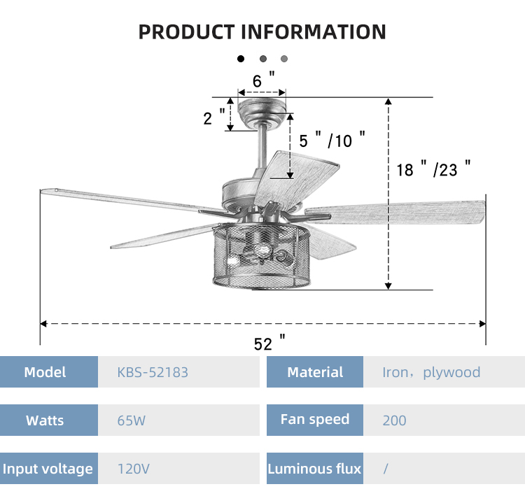 Home Office 5 Plywood 2000LM Crystal Ceiling Fan Light With DC AC Motor