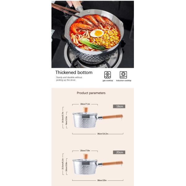 18 / 8 Kitchen Stainless Steel Cooking Pot With Glass Lid