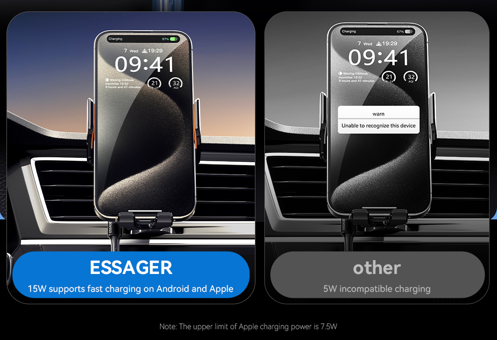 ESSAGER T11 Series Wireless Car Charger Holder Wireless Charging Phone Stand 5V/2A