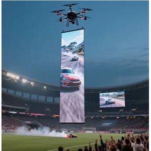 Quality P30 LED Drone Screen Display Customized Transparent Thin Lightweight Mesh Screen IP68 Outdoor Advertising Exhibition Sports Events Night Shows wholesale
