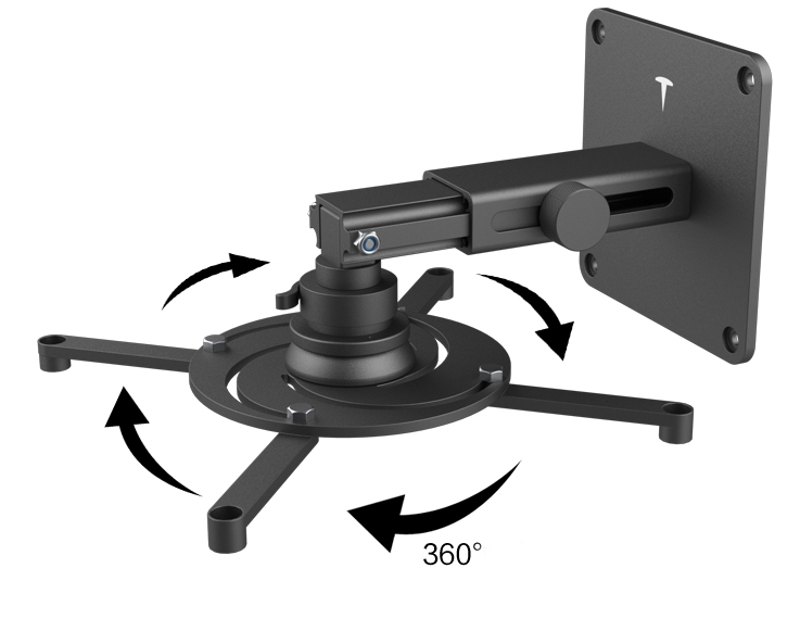 360 Degree Adjustable Projector Mount Aluminum Alloy Universal Projector Bracket Black