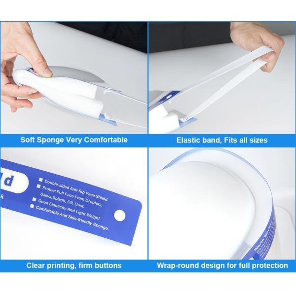 PET Material Disposable Full Face Safety Shield Lightweight For Prevent Infection