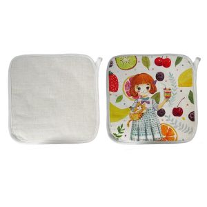 Quality Blank Linen Sublimation Pot Holder Heat Resistant Sublimation Oven Mitt wholesale