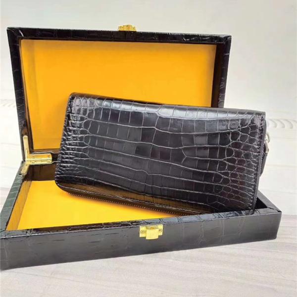 Authentic Crocodile Belly Skin Men's Large Card Wallet Genuine Real Alligator Leather Male Clutch Purse Money Bag