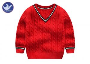 Quality Cable Knitting Stripe Boys V Neck Sweater Full Reglan Sleeves School Uniforms wholesale
