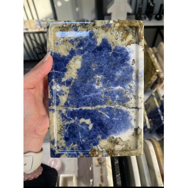 Bolivian Blue Round Marble Plate Brazil Heat Resistant With High End Look