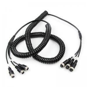 China Stretchable 4PIN Black 3 To 3 Aviation Spring Extension Cable Car Camera Accessories FCC on sale