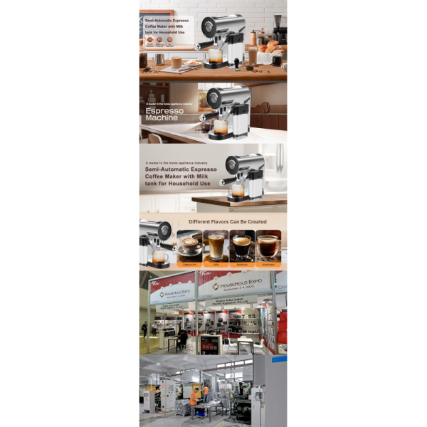 Semi Automatic Espresso Coffee Maker 20 Bar With Milk Tank Household
