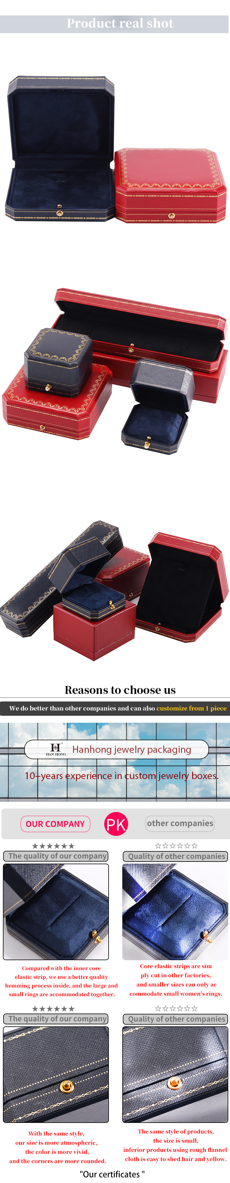 Rectangle 12*12*4.5cm Custom Jewelry Packaging Box for Bracelet Earrings Necklace Ring