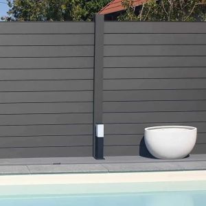 China Wood Plastic WPC Fence Panels outdoor Composite Fence Cladding on sale
