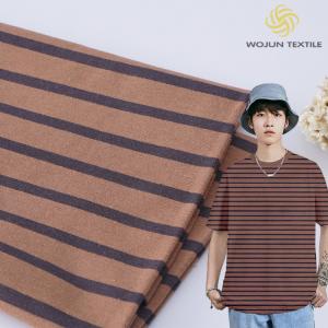 China 175cm 185gsm Red And Black Striped Fabric Elastic Cotton T Shirt Material on sale