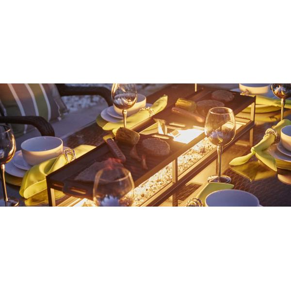 Garden Wicker Outdoor Square Propane Gas Fire Pit With Grill Barbecue