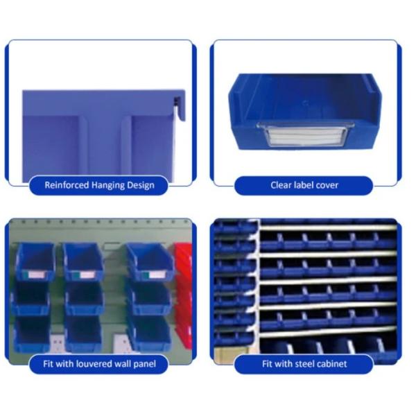 Small Parts Storage Solution Virgin Plastic PP Stack Hang Bins For Organizing Storage Boxes & Bins For Tool & Packaging Use