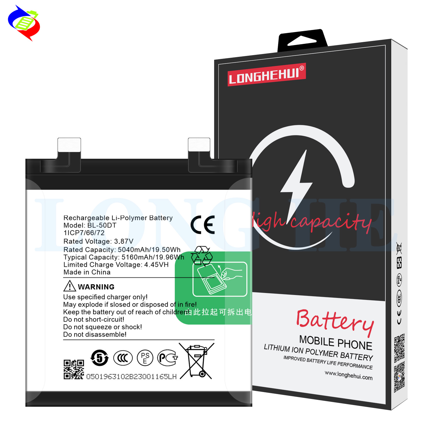 Stock BL-50DT 3.87V 5160mAh Lithium Rechargeable Battery for Tecno Phantom X2 Pro 5G