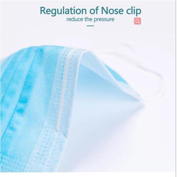 Anti Bacterial Disposable Medical Mask 3 Ply Type Anti Allergic Materials 17.5*9.5cm