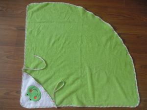 Quality woven terry hooded bath towel,green arc-sharped baby hooded towels wholesale