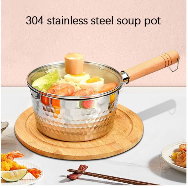 18 / 8 Kitchen Stainless Steel Cooking Pot With Glass Lid
