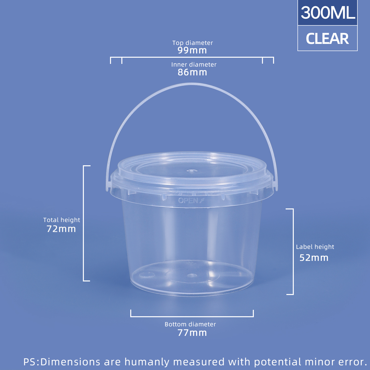 300ml 5 liter IML Customized Plastic Bucket With Lid For Honey Cookie Yogurt Butter Sauces
