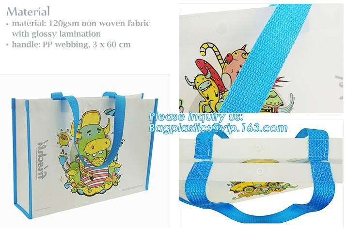 ultrasonic non woven bag with CMYK print and laminated with handles, Cheap Promotional Custom Non Woven Bag, bagease pac