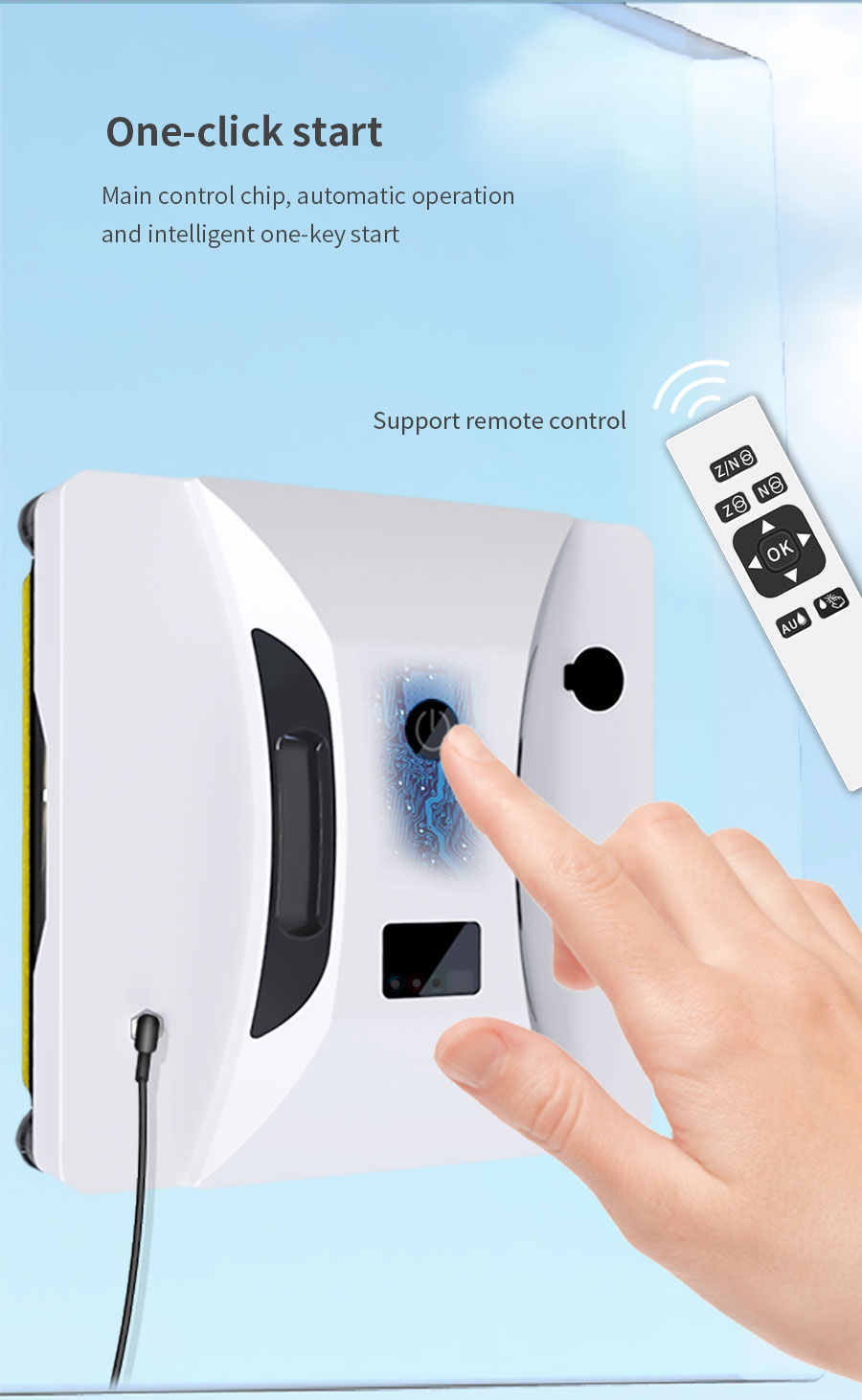 Rise Window Cleaning Robot Noise 65dB Cleaning Speed 3.5 Mins/m2 Household Vacuum US Plug