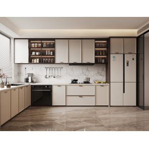 Quality Customized Cabinets Smart Kitchen Solutions Wood Grain Melamine Kitchen Cabinet wholesale