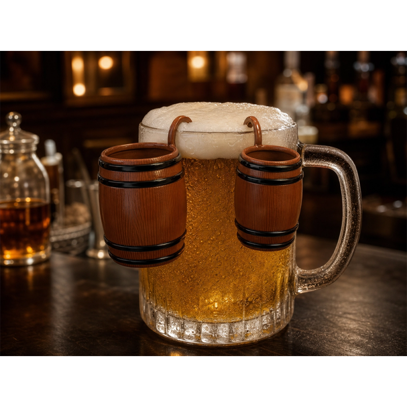 Shatter Resistant Small Plastic Shot Cups 25ml Plastic Whisky Tumblers Barrel Designs with Hook