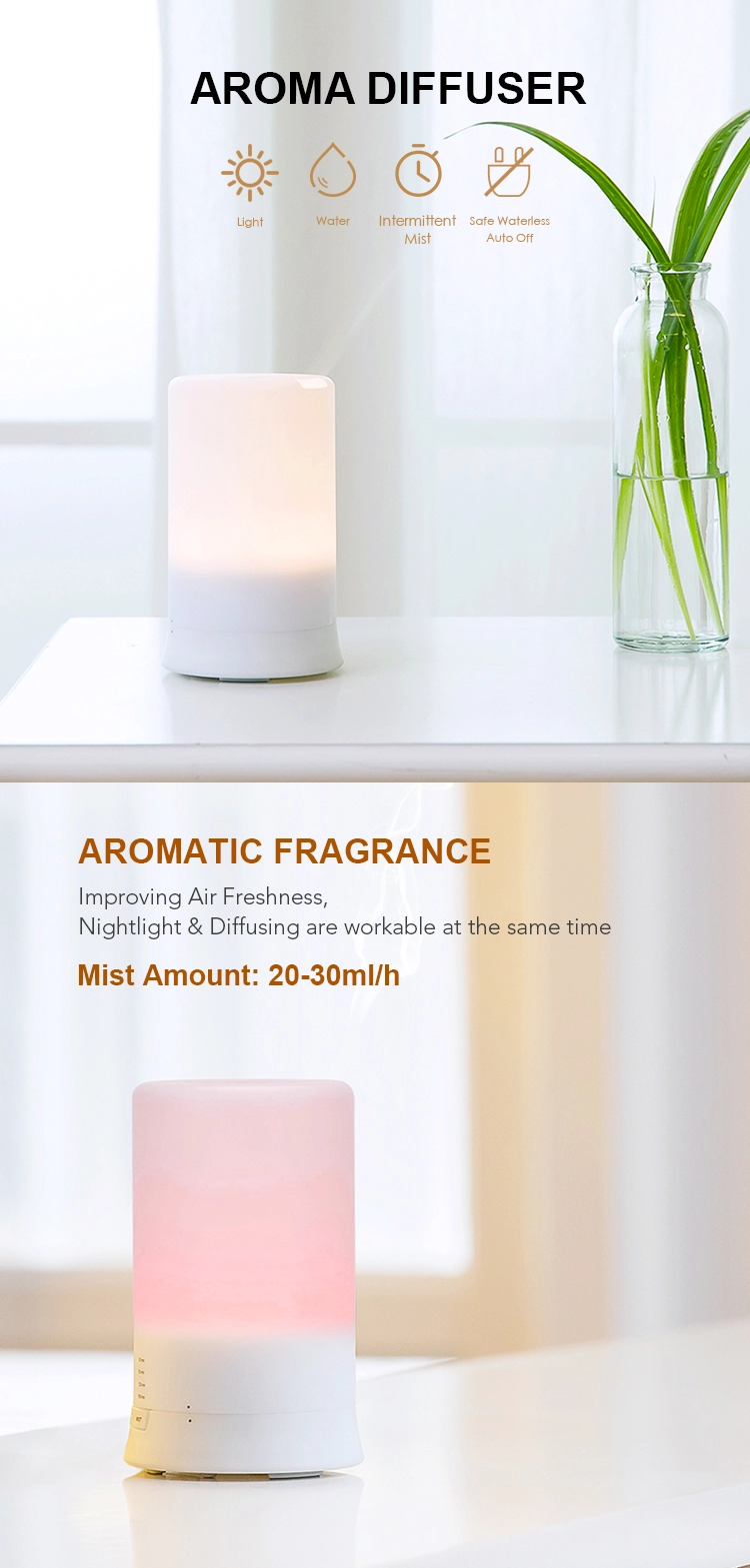 Classic Hot Sale Ultrasonic Nebulisation Fragrance Aromatherapy 7 Color Night Light Difusores De Aromas Aroma Diffuser 100ml