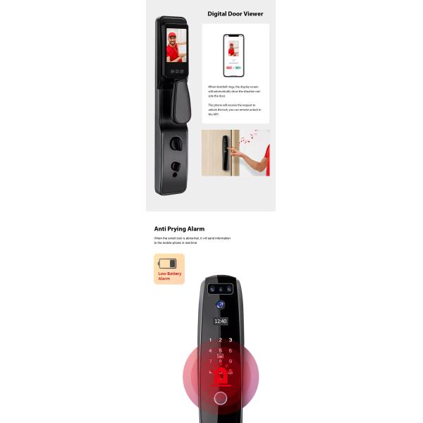 Tuya Smart Fingerprint Smart Lock Face Recognition Door Lock With Wifi