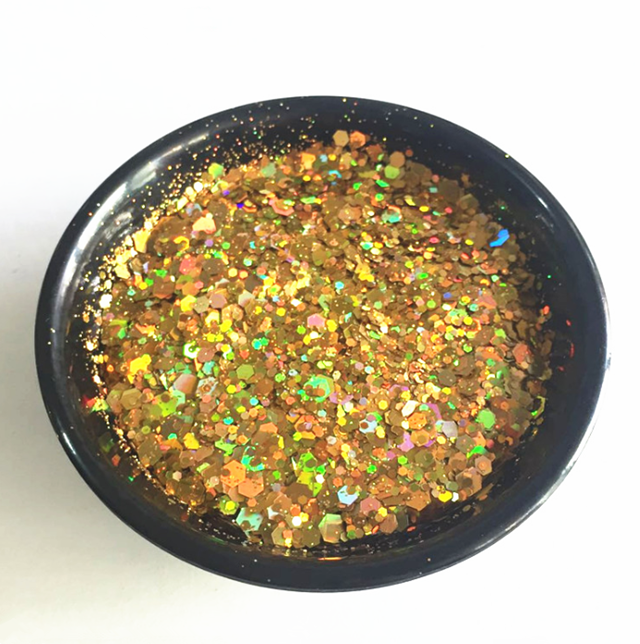 Die Cutting Printing with Metallic Holographic Chunky Glitter Powder in Polyester Shades and Finishes