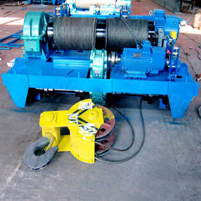 5 ton material pulling wire rope winch for crane with double hook
