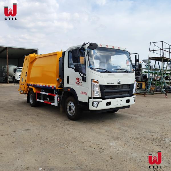 Yellow 4X2 Compactor Garbage Truck 12m3 Refuse Compactor Vehicle