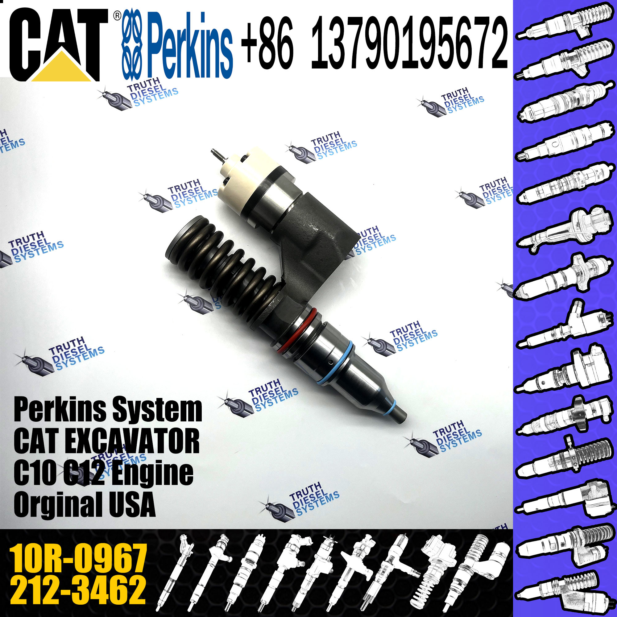 Superior quality common Rail Fuel Injector 212-3462 10R-0967 for Cat c10 Engine Injector